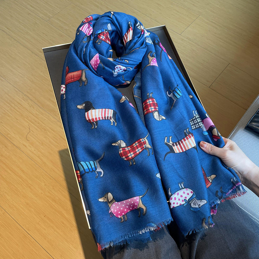 Women's Fashion Dog Pattern Warm Long Scarf Women's Fashion Dog Pattern Warm Long Scarf
